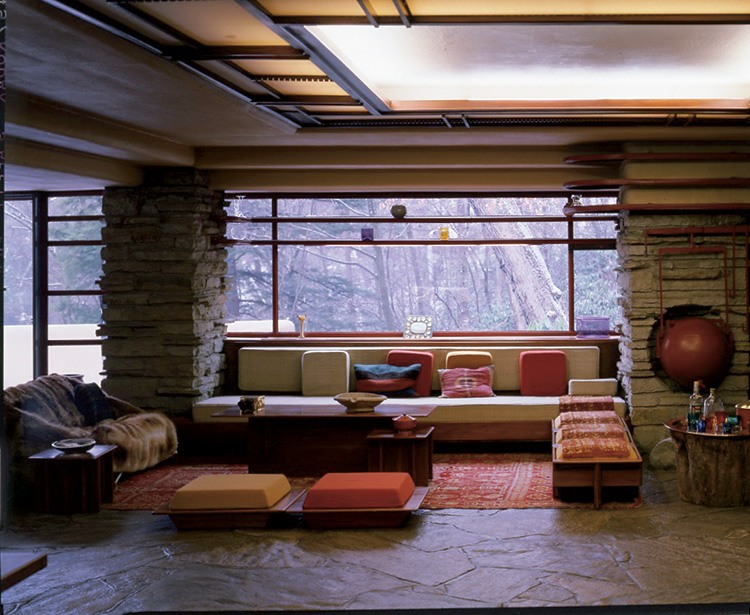 Fallingwater commission of carpets, upholstery and wall hangings in Frank Lloyd Wright’s masterpiece.